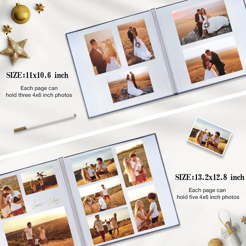 potricher Large Photo Album Self Adhesive 3x5 4x6 5x7 8x10 10x12 Pictures Linen Cover 40 Blank Pages Magnetic DIY Scrapbook Albums with A Metallic Pen (Red) - Image 3